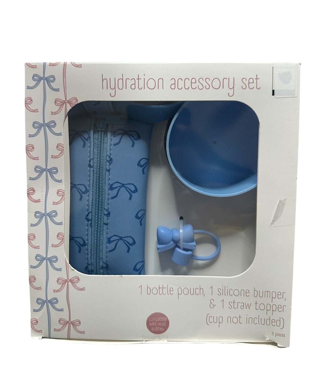 Ribbons & Bows Hydration Accessory Set (Bottle Pouch, Silicone Bumper, and Straw